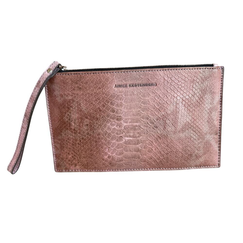 Aimee Kestenberg Snake Embossed Wristlet Clutch Bag